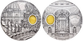 Palau. 10 dollars. 2013. (Km-471). Ag. 62,20 g. The Saint Peter Basilica. Mineral Art Amber. Antique finish. Tirada de 999 piezas. Con certificado. PR...
