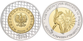 Poland. 10 zlotych. 2006. MW. (Km-Y518). Ag. 14,19 g. Soccer World Cup. Partial gold plated. PR. Est...20,00.