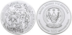 Rwanda. 50 francos. 2015. Ag. 31,11 g. African Buffalo. PR. Est...25,00.