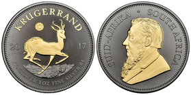 South Africa. Krugerrand. 2017. Ag. 31,11 g. Partial gold plated and Ruthenium Edition. 50th Anniversary. PR. Est...60,00.