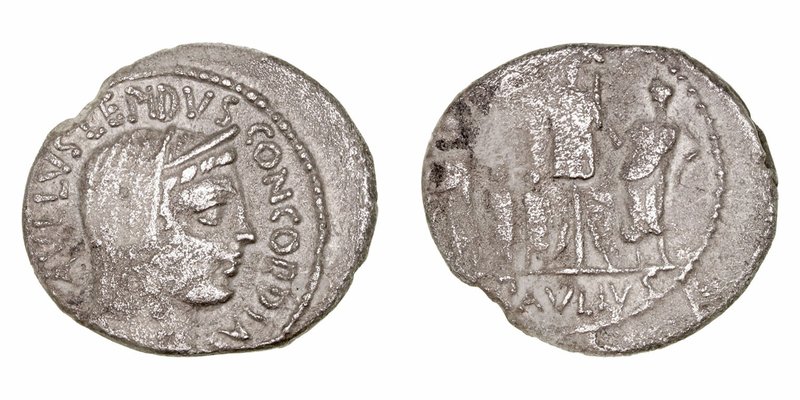 Aemilia
Denario. AR. Roma. (62 a.C.). A/Cabeza velada y diademada de la Concord...
