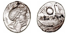 Cornelia
Denario. AR. (76-75 a.C.). Acuñación hispana. A/Busto diademado del Genio del pueblo romano a der. con cetro sobre su espalda, encima (GPR)....