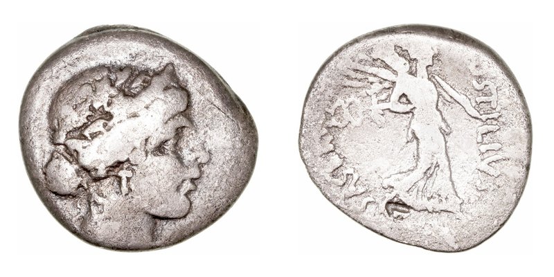 Hostilia
Denario. AR. Roma. (48 a.C.). A/Cabeza diademada y laureada de Venus a...