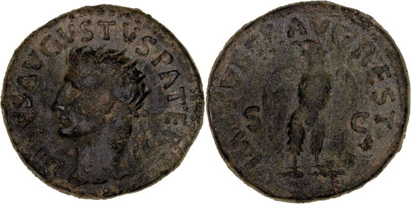 Augusto
Dupondio. AE. (27 a.C.-14 d.C.). Restitución de Tito. A/DIVVS AVGVSTVS ...