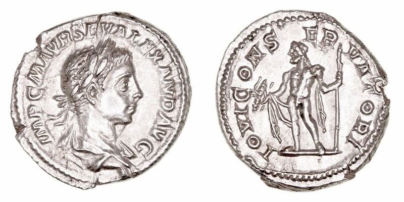 Alejandro Severo
Denario. AR. (222-235). R/IOVI CONSERVATORI. Júpiter estante a...
