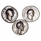 Lotes de Conjunto
Denario. AR. Lote de 3 monedas. Vespasiano (2) y M. Aurelio. MBC- a BC.
