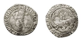 Corona Castellano Leonesa
Enrique IV
1/2 Real. AR. Sevilla. Con S bajo el castillo y siete roeles. 1.39g. AB.701,3. Muy escasa. BC+.