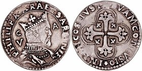 Felipe II
5 Reales. AR. Cagliari. s/f. Reino de Cerdeña. Busto coronado a der., a la izq. C/V y a der. A. 14.20g. C.N.I. II/450/14. Muy escasa así. M...