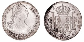 Carlos IV
8 Reales. AR. Lima JP. 1808. 27.68g. Cal.665. Concreciones y rayas en reverso. (MBC-).