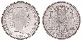 Isabel II
2 Escudos. AR. Madrid. 1867. 26.03g. Cal.204. MBC+/EBC-.