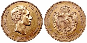 Alfonso XII
25 Pesetas. AV. 1878 *18-78 DEM. 8.07g. Cal.4. MBC+/EBC-.