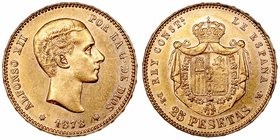 Alfonso XII
25 Pesetas. AV. 1878 *18-78 DEM. 8.08g. Cal.4. Estrellas difusas. MBC+.