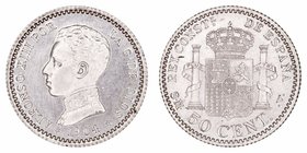 Alfonso XIII
50 Céntimos. AR. 1904 *0-4 SMV. 2.52g. Cal.62. SC-/EBC+.