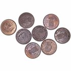 Alfonso XIII
2 Céntimos. AE. Lote de 8 monedas. 1904 (2), 1905 (2), 1911 y 1912 (3). EBC+ a MBC-.