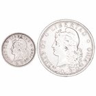 Argentina
AR. Lote de 2 monedas. 10 y 50 Centavos 1882. KM.26/28. MBC a MBC-.