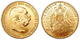 Austria Francisco José I
100 Coronas. AV. 1915. Reacuñación (restrike). 33.89g. KM.2819. EBC.