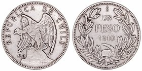 Chile
Peso. AR. Santiago. 1910. 11.99g. KM.152.3. MBC-.