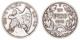 Chile
Peso. AR. Santiago. 1915. 9.02g. KM.-. MBC+.