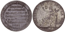 Francia
Medalla. AE. Monneron de 2 Sols 1791. MEDAILLE DE CONFIANCE DE DEUX SOLS A ECHANGER CONTRE : DES ASSIGNATS DE 50 L ET AU DESSUS. En el canto ...