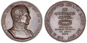 Francia
Medalla. Zinc. Dedicada a J. A. Manuel por su coraje cívico. 1828. Grabador Veyrat. 42.00mm. Marcas en listel. MBC+.