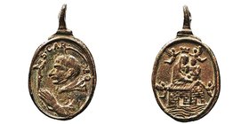 Religiosas
Medalla. AE. (siglo XVII). S. Carlos Borromeo y N. S. de Loreto. 20.00mm. Oval con anilla, muy bonita. EBC-.