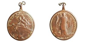 Religiosas
Medalla. AE. (siglo XVII). San Lorenzo y San Juan Nepomuceno. En Exergo ROMA. 40.00mm. Con anilla. Rara. BC.