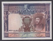 Guerra Civil-Zona Republicana, Banco de España
1000 Pesetas. 1 julio 1925. Sin serie. Numeración posterior al 3.646.000. ED.351. Lavado y planchado. ...
