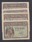 Estado Español, Banco de España
1 Peseta. Burgos, 28 febrero 1938. Serie F. Lote de 4 billetes. ED.427a. MBC+ a MBC.