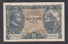 Estado Español, Banco de España
25 Pesetas. 9 enero 1940. Serie F. ED.436a. Lavado y planchado. (MBC+/MBC).