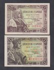 Estado Español, Banco de España
1 Peseta. Lote de 2 billetes. 1943 (serie M) y 1945 (serie B). ED.447a y 448a. SC a SC-.