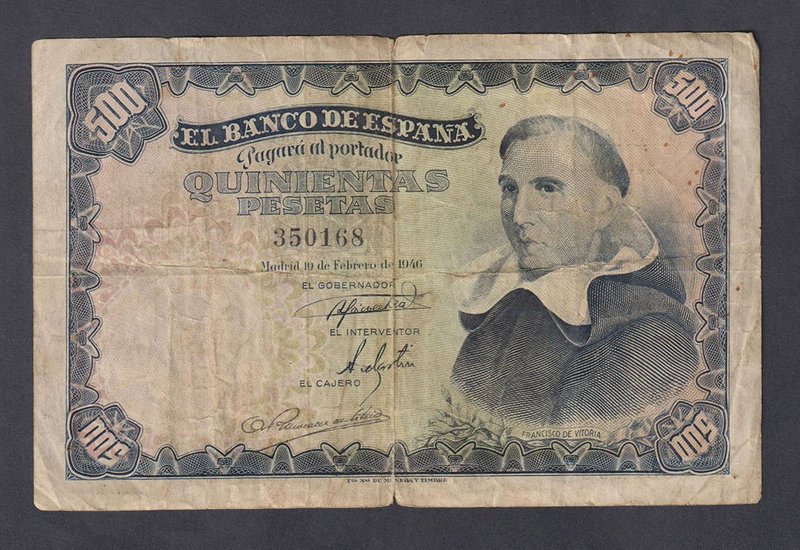 Estado Español, Banco de España
500 Pesetas. 19 febrero 1946. Sin serie. ED.452...