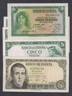 Estado Español, Banco de España
5 Pesetas. Lote de 5 billetes. 1935, 1951 y 1954 (trío H). ED.-. SC a EBC.