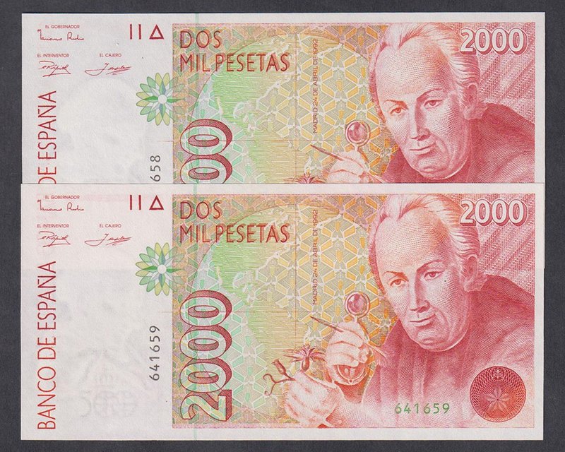 Juan Carlos I, Banco de España
2000 Pesetas. 24 abril 1992. Sin serie. Pareja c...
