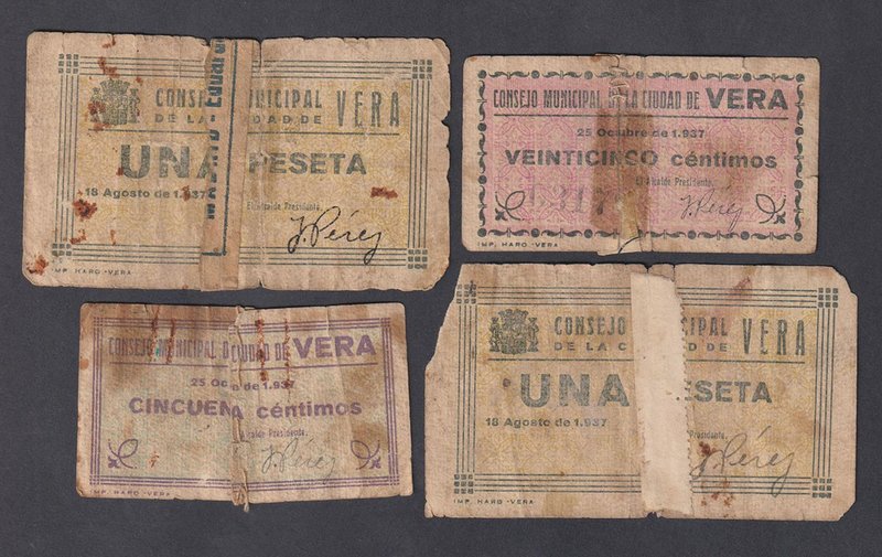Billetes locales
Vera, C.M. Serie de 4 billetes. 25 y 50 Céntimos (25 Octubre 1...