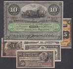 Banco Español de la Isla de Cuba
Lote de 6 billetes. 20 Centavos (2), 50 Centavos, 1 Peso, 5 Pesos y 10 Pesos. 1896/7. EBC a MBC.