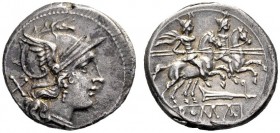  The Collection of Roman Republican Coins of a Student and his Mentor Part III   Denarius circa 206-195, AR 4.04 g. Helmeted head of Roma r.; behind, ...