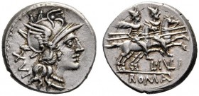  The Collection of Roman Republican Coins of a Student and his Mentor Part III   L. Iulius.  Denarius 141, AR 3.92 g. Helmeted head of Roma r.; behind...