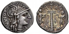  The Collection of Roman Republican Coins of a Student and his Mentor Part III   C. Minucius Augurinus. Denarius 135, AR 3.82 g. Helmeted head of Roma...