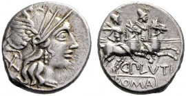  The Collection of Roman Republican Coins of a Student and his Mentor Part III   C. Plautius. Denarius 121, AR 3.91 g. Helmeted head of Roma r.; behin...