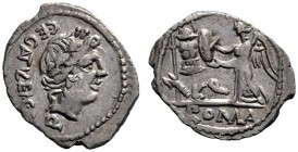  The Collection of Roman Republican Coins of a Student and his Mentor Part III   C. Egnatuleius C. f. Quinarius 97, AR 1.85 g. C·EGNATVLEI·C·F·Q Laure...