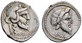  The Collection of Roman Republican Coins of a Student and his Mentor Part III   C. Vibius C. f. Pansa. Denarius 90, AR 3.68 g. PANSA Mask of Pan r. R...