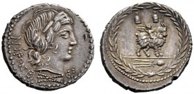  The Collection of Roman Republican Coins of a Student and his Mentor Part III   Mn. Fonteius. Denarius 85, AR 4.21 g. MN·FONTEI – C·F Laureate head o...