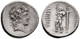  The Collection of Roman Republican Coins of a Student and his Mentor Part III   L. Marcius Censorinus. Denarius 82, AR 3.89 g. Laureate head of Apoll...
