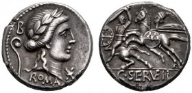  The Collection of Roman Republican Coins of a Student and his Mentor Part III   C. Servilius Vatia. Denarius 82-80, AR 3.92 g. Laureate head of Apoll...