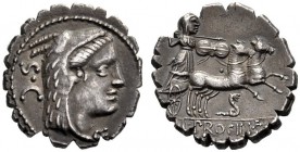  The Collection of Roman Republican Coins of a Student and his Mentor Part III   L. Procilius . Denarius 80, AR 3.77 g. Head of Juno Sospita r.; behin...