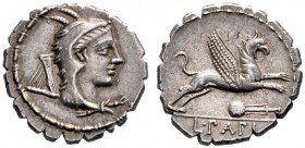  The Collection of Roman Republican Coins of a Student and his Mentor Part III   L. Papius. Denarius serratus 79, AR 3.95 g. Head of Juno Sospita r.; ...