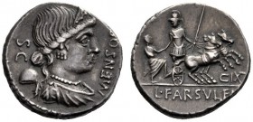  The Collection of Roman Republican Coins of a Student and his Mentor Part III   L. Farsuleius Mensor. Denarius 75, AR 3.89 g. MENSOR Diademed and dra...