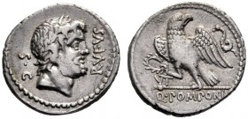  The Collection of Roman Republican Coins of a Student and his Mentor Part III   Q. Pomponius Rufus. Denarius 73, AR 3.91 g. RVFVS Laureate head of Ju...