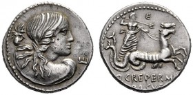  The Collection of Roman Republican Coins of a Student and his Mentor Part III   Q. Crepereius M.f. Rocus. Denarius 72, AR 3.94 g. Draped bust of Amph...