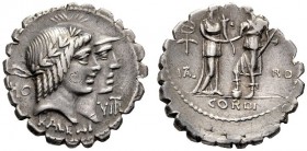  The Collection of Roman Republican Coins of a Student and his Mentor Part III   Q. Fufius Calenus and Mucius Cordus. Denarius serratus 70, AR 3.95 g....